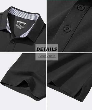 MAGCOMSEN Men's Polo Shirts Short Sleeve Golf Shirts Black Shirt Cotton Polo Shirts Classic Fit Tennis Polo Summer Casual Collared Shirt T Black, 2XL - Image 6