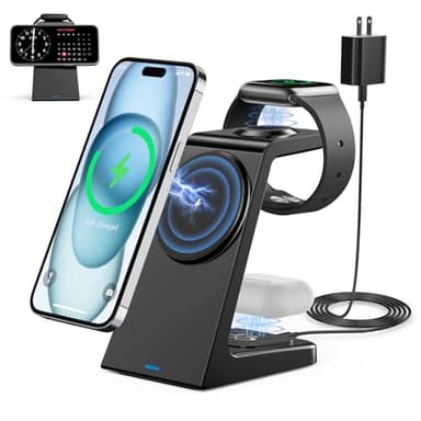3 in 1 Magnetic Wireless Charging Station Apple 20W Charger Stand Magnetic Wireless Charger for iPhone 16 15 14 13 12 Pro/Pro Max/Plus/Mini AirPods 2/3/Pro iWatch Ultra/8/7/SE/6/5/4/3/2 (3 in 1) - Image 1