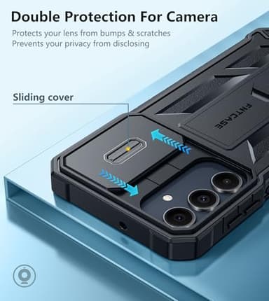 FNTCASE for Samsung Galaxy A16-5G Case: Military Grade Dropproof Cell Phone Cover with Kickstand & Slide | Protective Heavy Duty Rugged Phone Case Bumper Textured Protector (Black) - Image 3