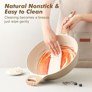 SENSARTE Ceramic Nonstick Frying Pan Skillet with Lid, 12 Inch Large Deep Frying Pan, 5 QT Saute Pan, Induction Pan, Healthy Non Toxic Cooking Pan with Helper Handle, PFOA PFAS PTFE Free - Image 4