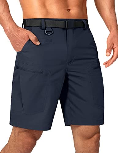 Shallowlulu Mens Cargo Hiking Shorts Water Resistant Quick Dry Lightweight Breathable Tactical Shorts with Nylon Belt(Navy Blue 36W/12L) - Image 1