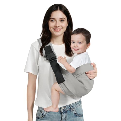 MISSWISDOM Baby Sling Carrier, Toddler Carrier Sling with Double Safety Buckle and Adjustable Shoulder Strap(7-30lbs), Baby Carriers One Size Fits All, Grey - Image 1