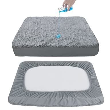 Dog Bed Covers 2 Pack Soft Plush Replacement Washable, Waterproof Pet Mattress Bed Liner Grey 41x29 Inches, for Dog/Cat, Cover Only - Image 4