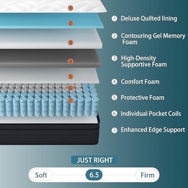 Sleepmax Extra Firm Queen Mattress 12 Inch - Deep Sleep Hybrid Mattress Pressure Relief - No Sagging Bed in a Box for Back & Side Sleepers - Fiberglass-Free, CertiPUR-US Certified, 365-Night Trial - Image 3