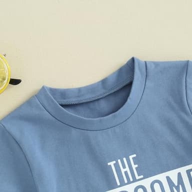 Toddler Baby Boy Summer Outfit Short Sleeve Letter Print T Shirt Top and Casual Shorts Set Cute Infant Newborn Clothes (Blue Handsome Trouble, 12-18 Months) - Image 4