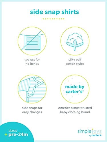 Simple Joys by Carter's Baby 6-Pack Side-Snap Short-Sleeve Shirt, White, 3-6 Months - Image 3