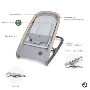 Maxi-Cosi Kori 2-in-1 Baby Bouncer Seat for Infants, Baby Rocker Chair, Portable Baby Bouncer, Classic Slate - Image 3