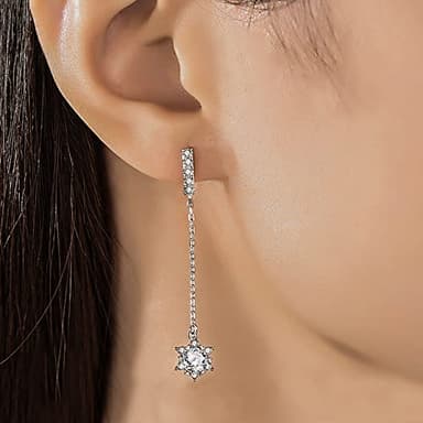 ABSOLUTE Moissanite Drop Earrings for Womens S925 Sterling Silver Linear Earrings Hypoallergenic Star Shape Dangle Earrings Studs for Women Birthday Gift With Certificate - Image 4