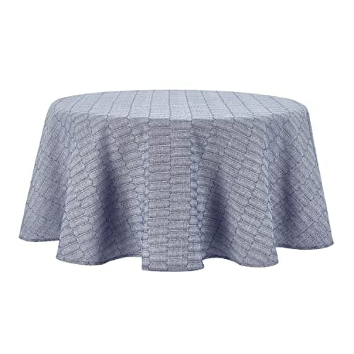 Martha Stewart Honeycomb Modern Farmhouse Tablecloth, Blue, 70" Round - Image 1