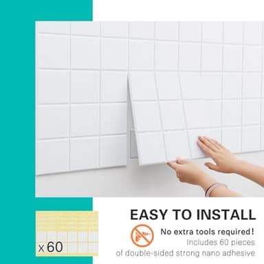 Cork Board for Walls 48" x 36", Bulletin Board for Office Decor, 12 Pack Felt Wall Tiles with Safe Removable Adhesive, Pin Tack Corkboard for Quilting Design & Dart Wall Protector - White - Image 3