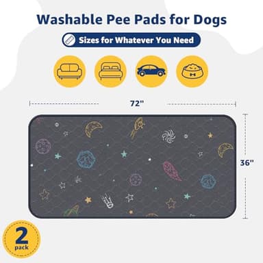 LOOBANI Washable Pee Pads for Dogs: Reusable Dog Crate Pee Pad 36" x 72"- 2 Pack, Absorbent and Non-Slip Pet Whelping Pad for Playpen, Floor, Sofa, Cage, Couch, Grey - Image 2