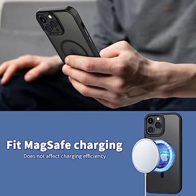 CACOE Magnetic Case for iPhone 13 Pro Max 6.7 inch-Compatible with MagSafe & Magnetic Car Phone Mount,Anti-Fingerprint TPU Thin Phone Cases Cover Protective Shockproof(Black) - Image 7