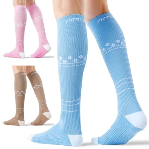FITRELL 3 Pairs Compression Socks for Women and Men 20-30mmHg - Support for Travel, Running, Nurse, Knee High, Neopolitan S/M - Image 1