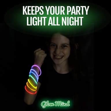100 Ultra Bright Glow Sticks Bulk Party Pack - Halloween Glow in the Dark Party Supplies Pack - 8" Glowsticks Party Favors with Bracelets and Necklaces - Image 4
