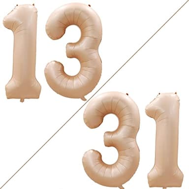 GOER Number 13 Balloons for 13th Birthday Sweet 13 Party Decorations,42 Inch Jumbo Foil Helium 31 Balloons for 31st Birthday Party Decoration (Caramel) - Image 1
