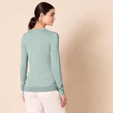 Amazon Essentials Women's Regular-Fit Lightweight Long-Sleeve V-Neck Sweater (Available in Plus Size), Sage Green Heather, XX-Large - Image 3