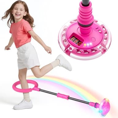 HopeRock Skip Ball Toy for Girls Ages 6-10,Girl Birthday Gifts,3 Fun Modes,Flashing Light-Up Wheel,LED Digital Counter,Replaceable Battery,Girl Birthday Gifts for Age 6-10+,Fun Outdoor Girl Toys-Pink - Image 1