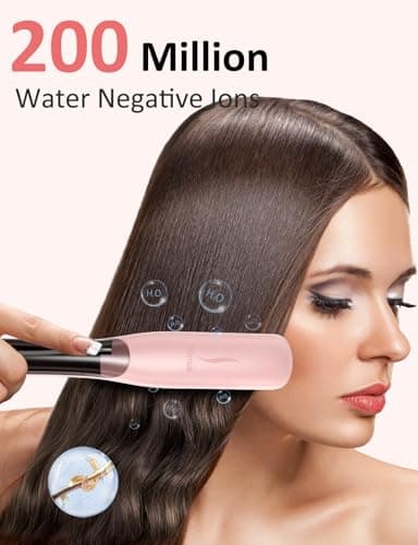 Venxis Hair Straightener Brush, Straightening Comb with 3 Temp Settings & 20s Fast Heating 212℉ to 415℉, 30-Minute Auto Shut-Off & 120 Voltage, Steam Design for Hair Treatment (Pink) - Image 2