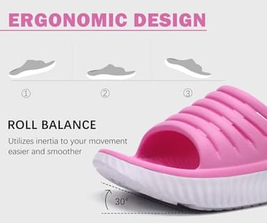 KuaiLu Womens Recovery Sandals Comfortable Plantar Fasciitis Arch Support Ladies Orthopedic Open Toe Slip On Running Sport Walking Slides Thick Athletic Cushion Slippers Summer Sliders Pink Size 6 - Image 7