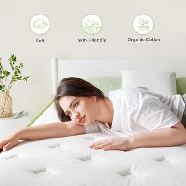 Dourxi Queen Mattress, 12 Inch Mattress in a Box, Hybrid Mattress Queen, Organic Cotton Fabric Cover and Individual Pocket Springs, Cooler Sleep and Pressure Relief, Plush Support Feel, 80*60*12Inch - Image 4