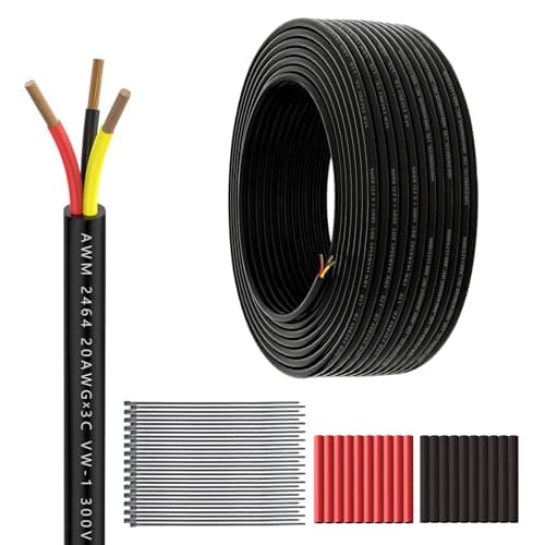 20 Gauge 3 Conductor Electrical Wire 50feet 20/3 Extension Cable UL2464 DC5V/12V/24V/300V 20AWG Stranded Pure Copper Low Voltage Wire for Automotive Lamps Strip Waterproof Outdoor Landscape Wire - Image 1