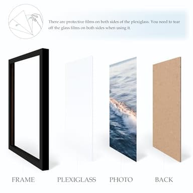 Fisnish 20x28 Picture Frame, Black 20 x 28 Poster Frame for Horizontal or Vertical Wall Mounting, 1 Pack - Image 4