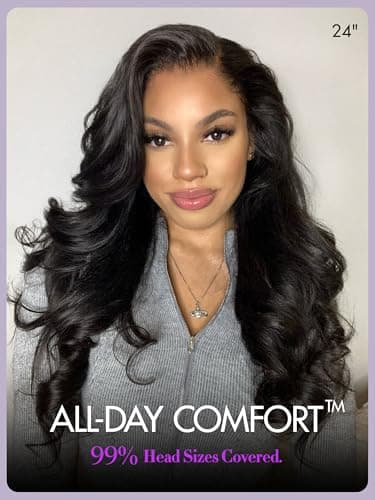 LUVME HAIR All-Day Comfort Real Glueless 7x6 HD Lace Wig 200% Density Hair PartingMax Lace Wigs Loose Body Wave Lace Front Wigs Human Hair Pre Cut Plucked Lace Frontal16 Inches Natural Black Color - Image 2