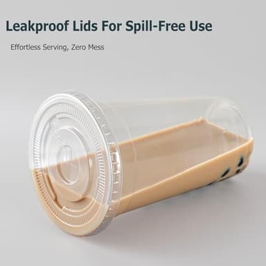 AOZITA 100 Pack, 16 Oz Plastic Cups With Lids and Straws, Iced Coffee Cups With Lids Disposable Clear Cups With Lids - for Iced Coffee, Smoothie, Milkshake and Cold Drinks - Image 5