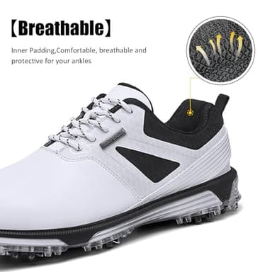 ULTIANT Men's Golf Shoes Fixed Nailless Sole Waterproof Lightweight No-Slip Walking Shoes Size7.5-13(White,45) - Image 5