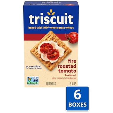 Triscuit Fire Roasted Tomato & Olive Oil Whole Grain Wheat Crackers, Lunch Snacks, Bulk Snack Crackers, 6 - 8.5 oz Boxes - Image 4
