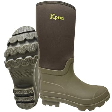 Kprm Rubber Rain Boots for Men Waterproof Lightweight Durable Neoprene Men's Work Boot Insulated for Mud Muck Outdoor Size 10 Brown - Image 1