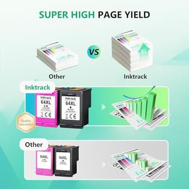 64XL Black/Tri-Color Ink Cartridges (2-Pack) for HP Ink 64 HP64 for HP 64XL Ink Cartridge Combo Pack Works with Envy Photo 6220 6230 6252 6255 7120 7155 7158 7855 7858 Tango Series Printer | X4D92AN - Image 6