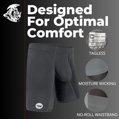 Real Men 6in Nylon Boxer Briefs A Pouch Lrg 3pk Blk/Blu/Gry 3x Boxer Briefs For Men Pouch Mens Bulge Enhancement Underwear Mens Underwear Nylon - Image 4