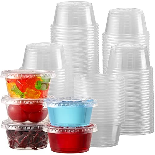 VITEVER 130 sets - 2 oz Jello Shot Cups, Small Plastic Containers with Lids, Airtight and Stackable Portion Cups, Salad Dressing Container, Dipping Sauce Cups, Condiment Cups - Image 1