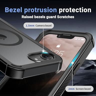jaroco Magnetic for iPhone 16e Case, [Compatible with MagSafe][Military Grade Drop Protection][Heavy Duty Protection][Non-Slip][Shockproof] 2-Layer Durable Bumper Phone Case 6.1''-Black - Image 6