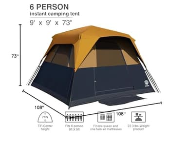 EVER ADVANCED 6 Person Camping Tent, Blackout Design Tent for Camping Instant Cabin Tents for Family with Rainfly, 60s Easy Setup, Water-Resistant - Image 7