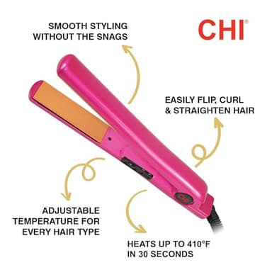 CHI Tourmaline Ceramic Series Flat Iron, Hair Straightener For Silky Smooth Hair, Ideal For Straightening Or Curling Hair, 1" Iron, Pure Pink - Image 2