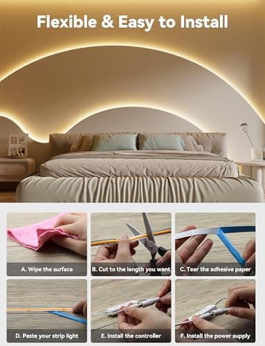 PAUTIX COB LED Strip Light 16.4ft,Engineering Level UL Listed Warm White 2700K,CRI93+ Super Bright High Lumen,Dimmable 24V Flexible LED Tape Light with RF Remote,for Cabinets,Home&Office DIY Lighting - Image 6