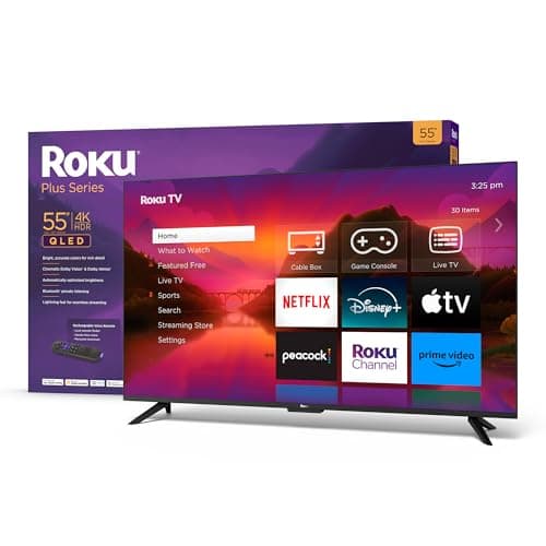 Roku Smart TV – 55-Inch Plus Series 4K QLED RokuTV with Roku Voice Remote Pro, Dolby Vision, Striking 4K Resolution, Automatic Brightness, & Seamless Streaming – Live Local News & Sports - Image 1