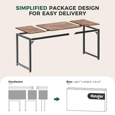 Huuger Computer Desk, 80 Inch Office Desk, Gaming Desk with Storage, Writing Desk Work Desk for Home Office, Study, Long Simple Desk, Large Legroom, Metal Frame, Rustic Brown - Image 8