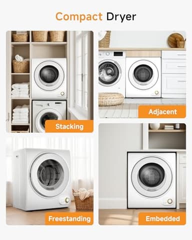 Gleedelish 10 LBS Portable Dryer, 1.5 Cu.Ft. Portable Clothes Dryer with Knob Control, Stainless Steel Drum, Exhaust Pipe, 850W Drying Machine for Apartment, Dorm, Home, White - Image 7