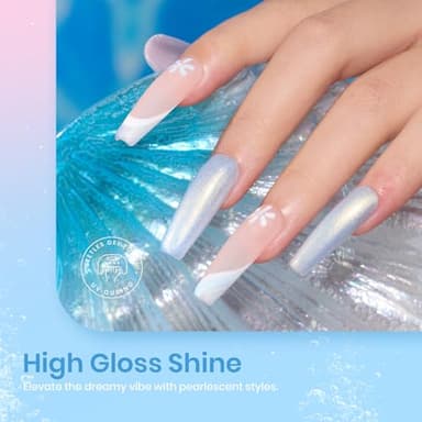 Beetles Pearl Gel Nail Polish Set - 6 Colors Pearl White Gel Nail Polish Mermaid Soak Off Uv Led Fall Winter Pink Blue Polish Swirl Thread Effect DIY Manicure Art Gift for Women - Image 4