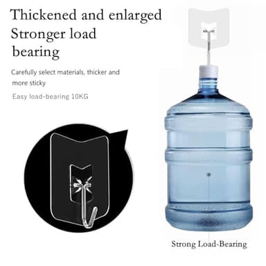 nabreeli Heavy Duty Adhesive Hooks 12 Pack - Holds 15 lbs, No Residue Wall Hooks for Bathroom, Kitchen, Dorm - Strong Sticky Hooks for Tile, Glass, Wood - Image 2