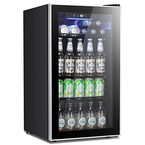 Antarctic Star Beverage Refrigerator Cooler -120 Can Mini Fridge Glass Door for Soda Beer or Wine Constant Glass Door Small Drink Dispenser Clear Front Door for Home, Office Bar 3.2cu.ft - Image 1