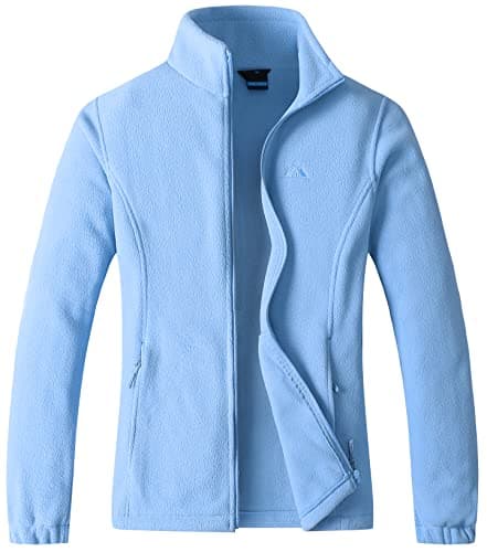 GIMECEN Women's Lightweight Full Zip Soft Polar Fleece Jacket Outdoor Recreation Coat With Zipper Pockets Medium - Image 1