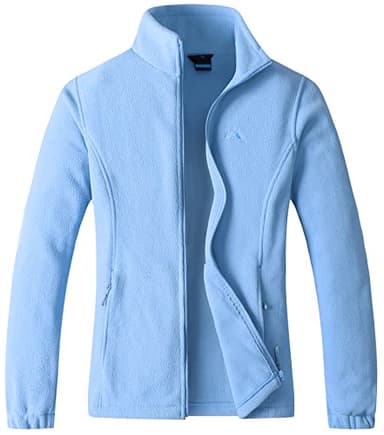 GIMECEN Women's Lightweight Full Zip Soft Polar Fleece Jacket Outdoor Recreation Coat With Zipper Pockets Medium - Image 1