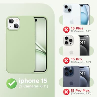 GolbinBox Magnetic for iPhone 15 Case, Compatible with MagSafe, [Soft Anti-Scratch Microfiber Lining], Slim Liquid Silicone Shockproof Protective Phone Case for iPhone 15 6.1 inch, Matcha - Image 2