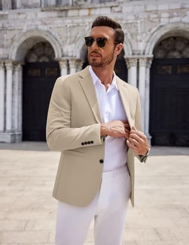 COOFANDY Mens Dress Sport Coats Casual Stylish Suit Jacket Blazer Big and Tall Light Khaki - Image 3