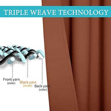 RYB HOME Outdoor Curtains Blackout - 2 Panels Outside Curtains Waterproof Thermal Insulating for Patio Porch Garage Garden Gazebo Universal Replacement Sidewall, W 52 x L 96 inch, Terracotta - Image 4