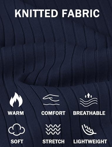 COOFANDY Men Knit Polos Long Sleeve Polo Sweaters Casual Dress Light Pullover Sweaters Golf Sweater Polo Navy Blue - Image 6